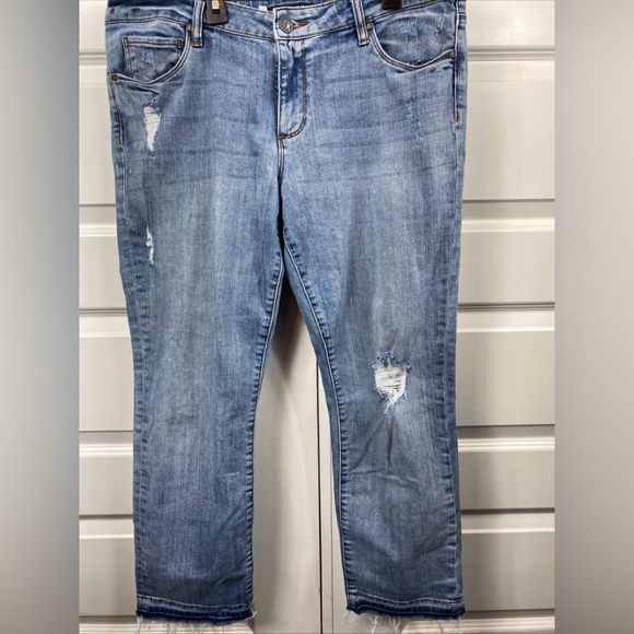 Kut from Kloth Reese ankle straight leg 12 Light Wash Raw Hem Frayed Distressed - Picture 1 of 10